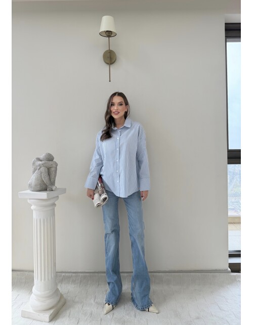 761 - Çizgili Poplin Gömlek