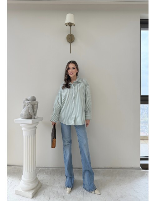 761 - Çizgili Poplin Gömlek