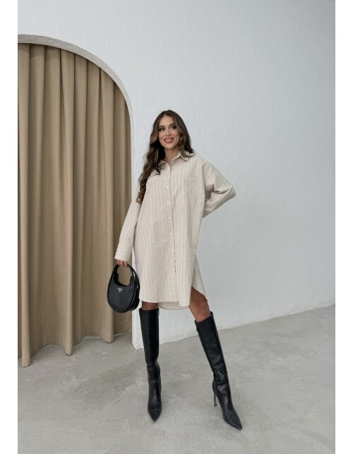 791 - Çizgili Poplin Tunik