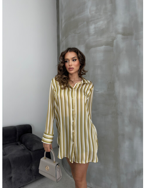 792 - Çizgili Saten Gömlek