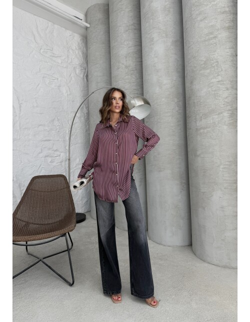 792 - Çizgili Saten Gömlek