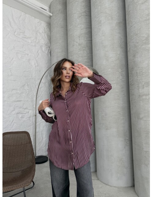 792 - Çizgili Saten Gömlek