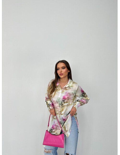 792 - Desenli Saten Gömlek