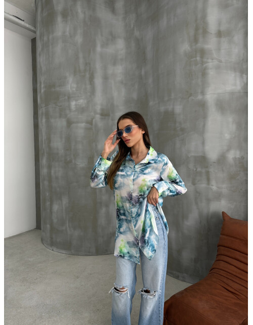 792 - Desenli Saten Gömlek