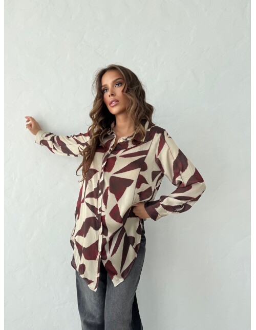 792 - Desenli Saten Gömlek