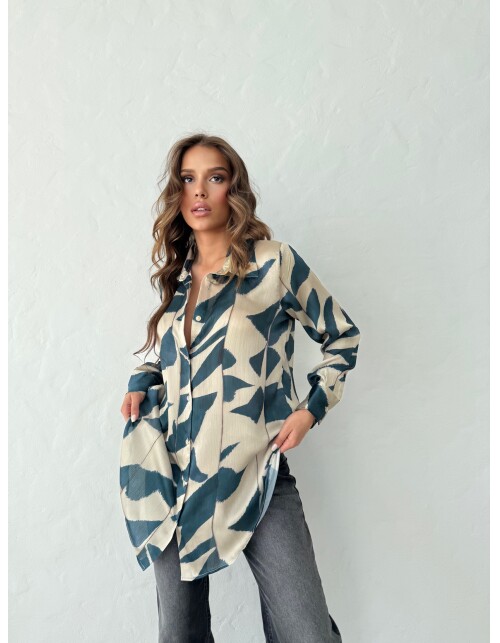 792 - Desenli Saten Gömlek