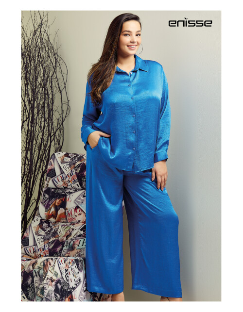 836 - Battal Düz Krinkıl Saten Takım