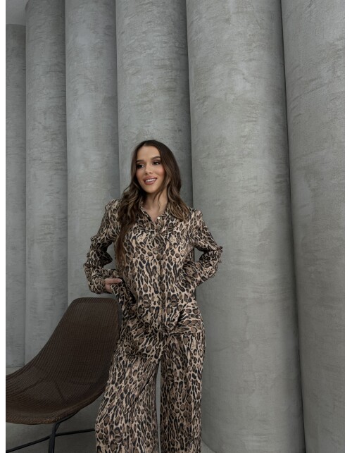 836 - Desenli Floş Saten Takım