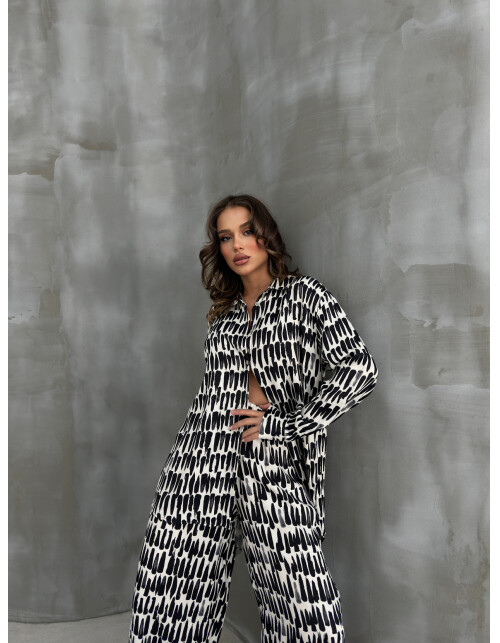 836 - Desenli Saten Takım