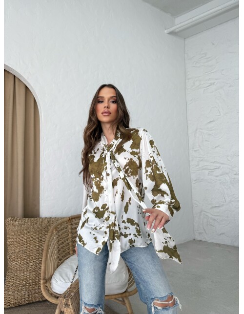 853 - Kravatlı Saten Gömlek