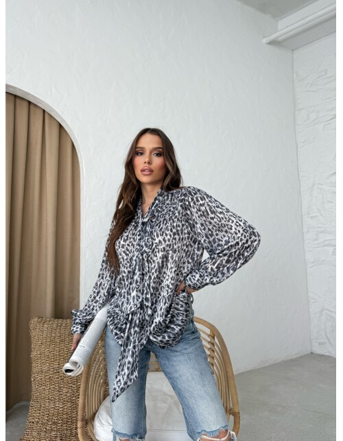 853 - Kravatlı Saten Gömlek