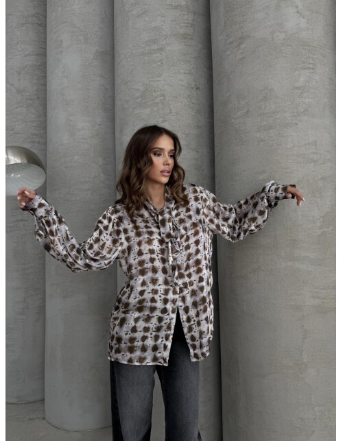 853 - Kravatlı Saten Gömlek