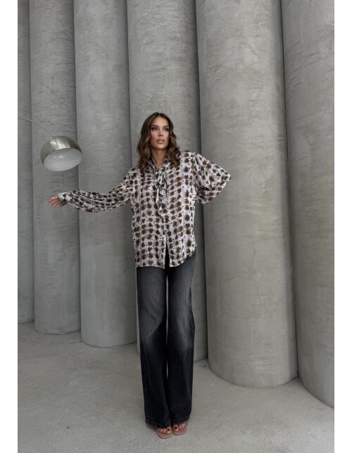 853 - Kravatlı Saten Gömlek