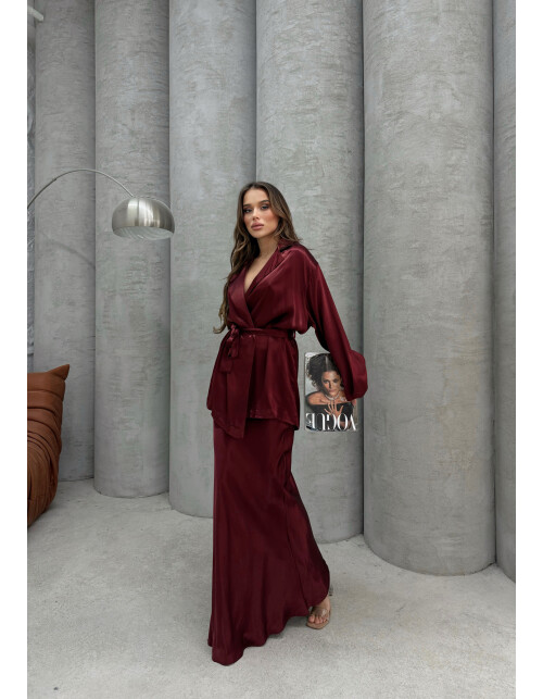 867 - Etekli Düz Saten Takım