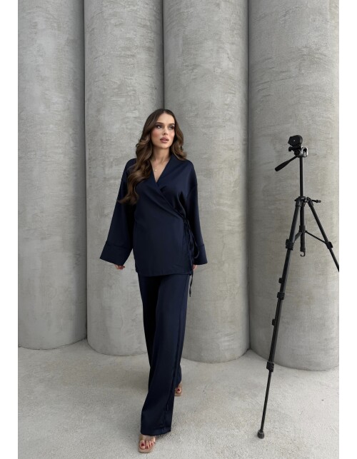 869 - Kruvaze Yandan Bağlamalı Saten Takım