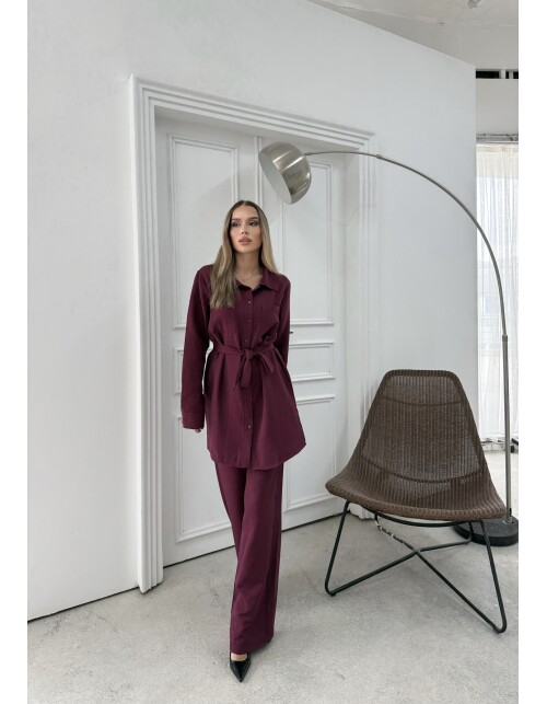 891 - Çift Cep Kemerli Müslin Takım