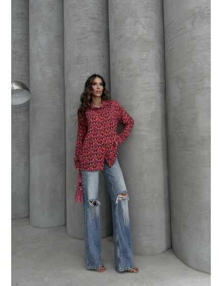 620 - Desenli Viskon Gömlek