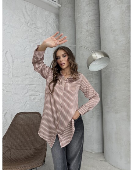 792 - Çizgili Saten Gömlek