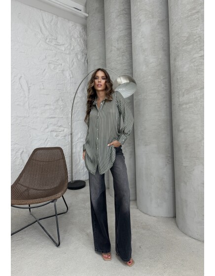 792 - Çizgili Saten Gömlek