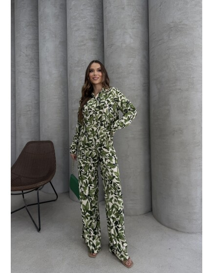 836 - Desenli Floş Saten Takım