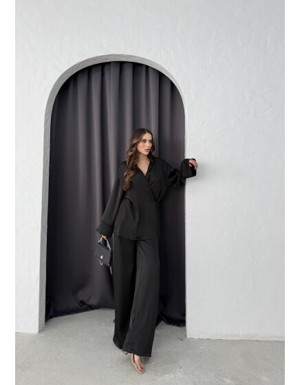 869 - Kruvaze Yandan Bağlamalı Saten Takım