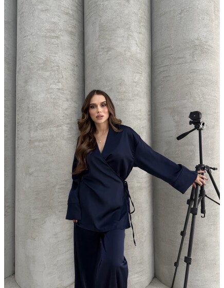 869 - Kruvaze Yandan Bağlamalı Saten Takım