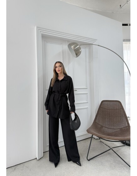 891 - Çift Cep Kemerli Müslin Takım